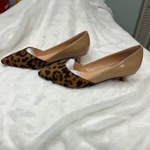 Leopard Print and Tan Women's Kitten Heels
